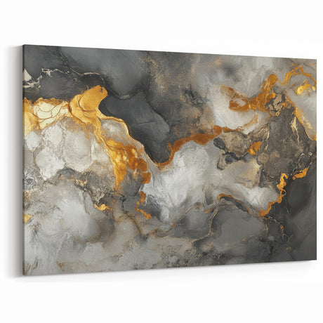 High-End Abstract Canvas Prints – Black, Gold & Gray Modern Art
