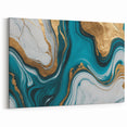 Modern Luxury Abstract Painting – Teal & Gold High-End Art