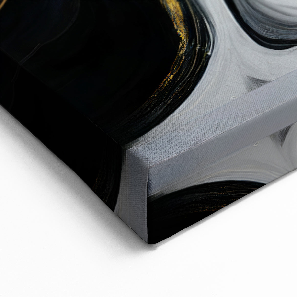 Sophisticated Abstract Art Design – Black, White & Gold Print