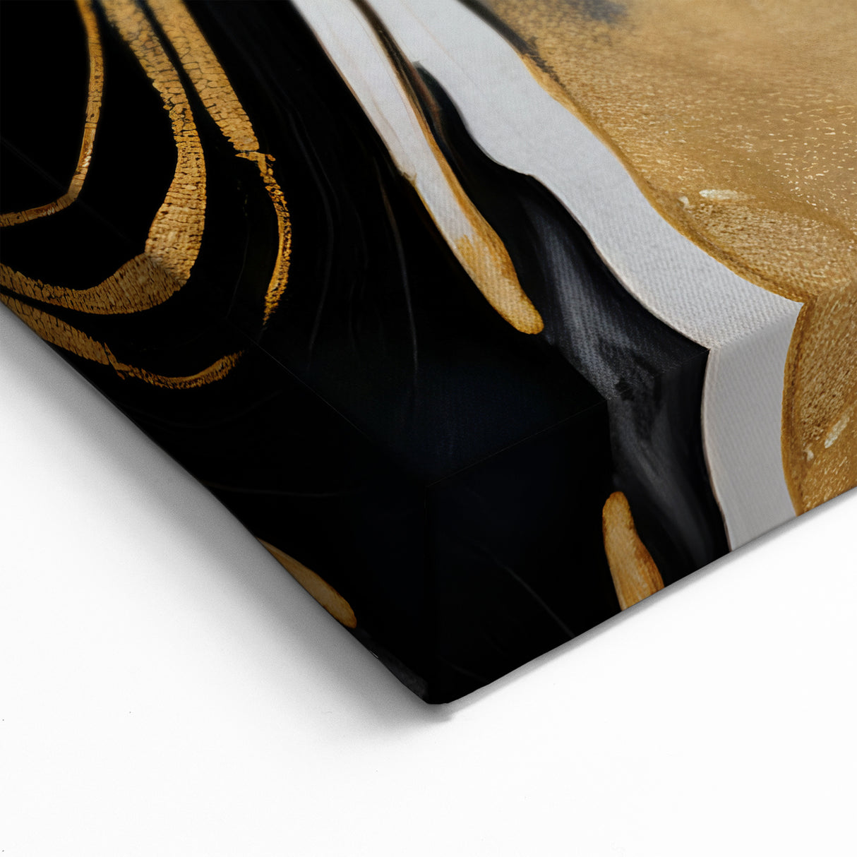 Exclusive Modern Abstract Art – Black, White & Gold Luxury Print