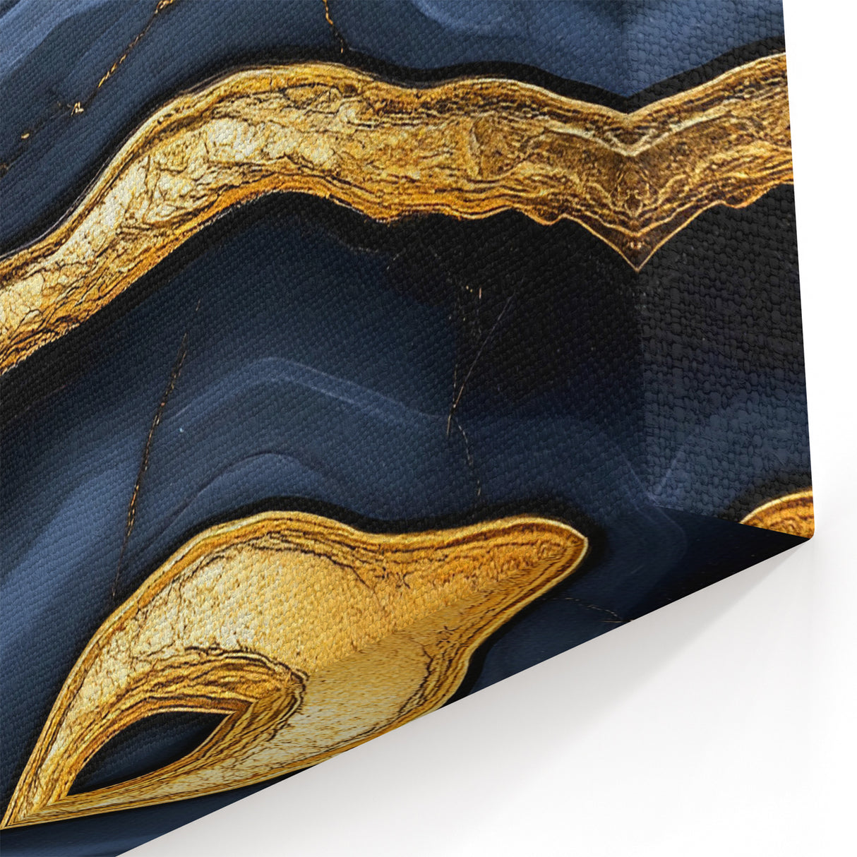 High-End Abstract Wall Decor – Navy Blue & Gold Luxury Print