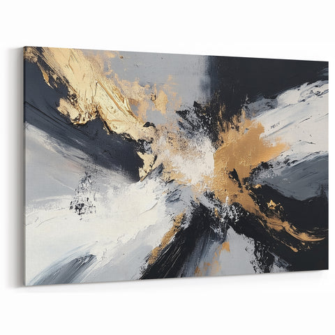 Upscale Abstract Art Collection – Black, White & Gold Canvas Print