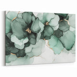 Exclusive Abstract Wall Decor – Green & Gold Floral Art Print