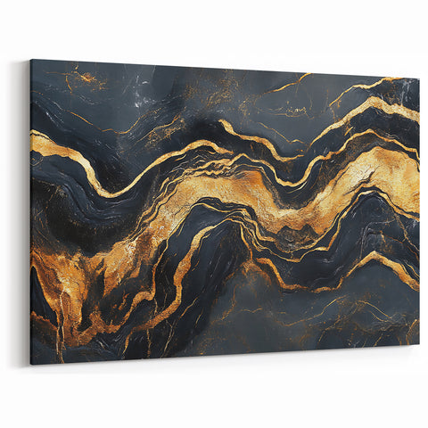 Luxury Abstract Wall Art – High-End Black & Gold Canvas Print