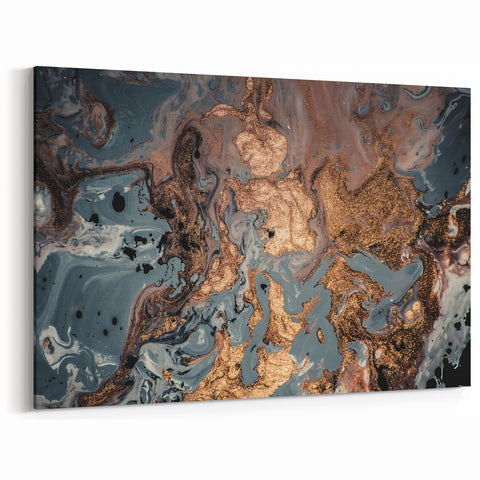 High-End Abstract Canvas Prints – Elegant Blue Gray & Gold Art