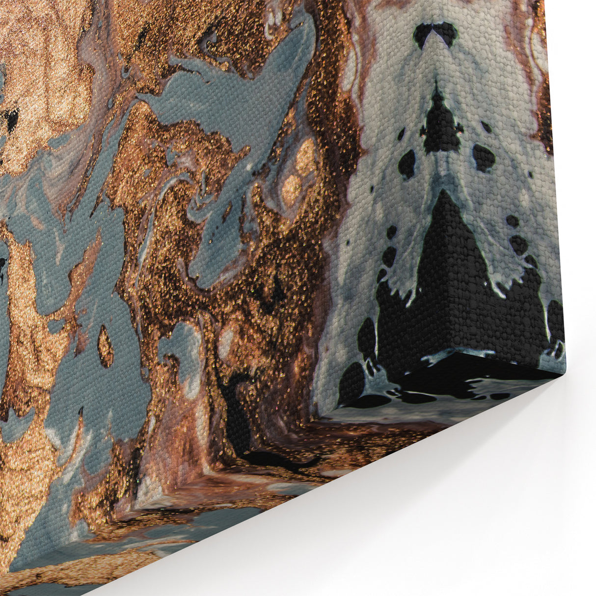 High-End Abstract Canvas Prints – Elegant Blue Gray & Gold Art