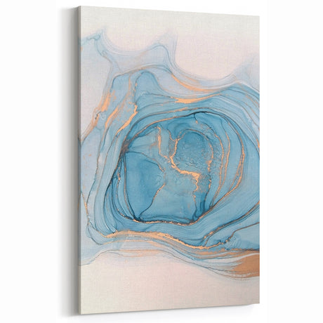 Premium Abstract Art Pieces – Sky Blue & Gold Luxury Canvas