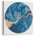High-End Abstract Wall Decor – Round Blue & Gold Art Piece