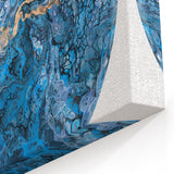 High-End Abstract Wall Decor – Round Blue & Gold Art Piece
