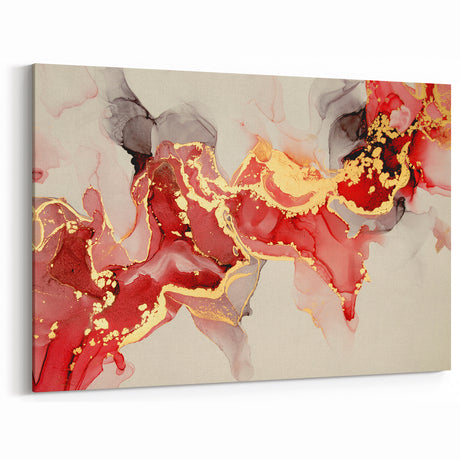 Exclusive Modern Abstract Art – Burgundy & Gold Canvas Print