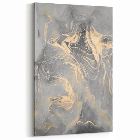 Contemporary Luxury Abstract Paintings – Gray & Gold Canvas