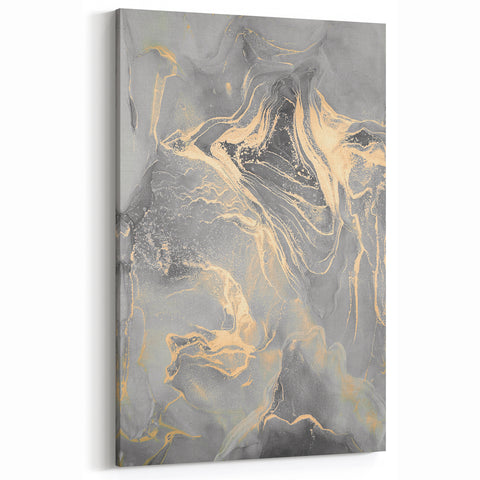 Contemporary Luxury Abstract Paintings – Gray & Gold Canvas