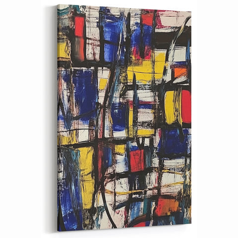 Geometric Abstract Expressionist Wall Art – Modern Canvas Print