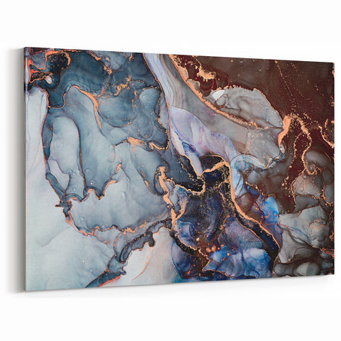 Exclusive Abstract Wall Decor – Navy Blue & Copper Canvas