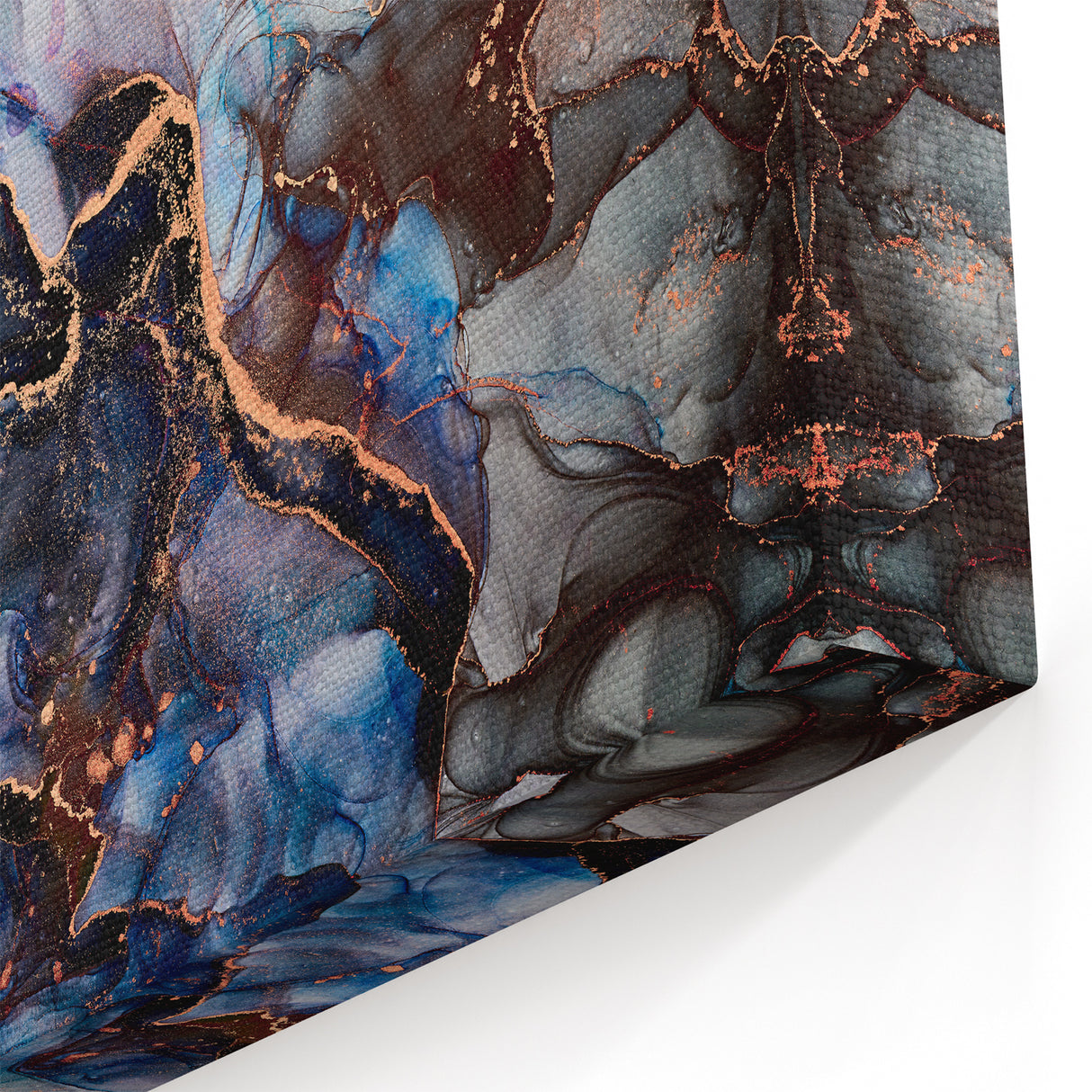 Exclusive Abstract Wall Decor – Navy Blue & Copper Canvas