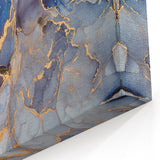 Elegant Abstract Art Designs – Muted Blue & Gold Canvas