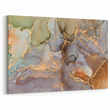 Contemporary Luxury Abstract Paintings – Green & Gold Canvas