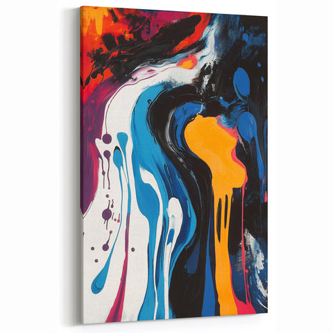 Bold Abstract Expressionist Wall Art – Colorful Drip Canvas Print