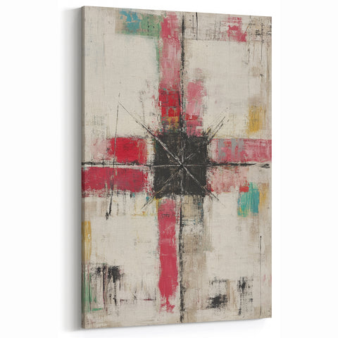 Geometric Abstract Expressionist Wall Art – Textured Modern Canvas