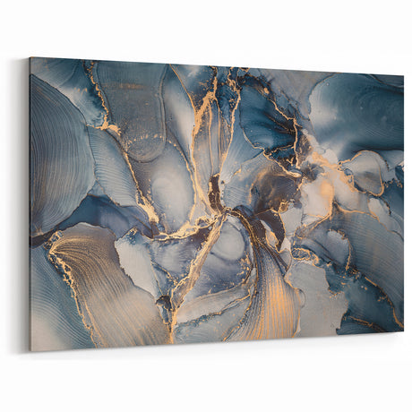 Luxury Abstract Wall Art – High-End Navy & Gold Canvas Print