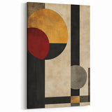 Geometric Abstract Wall Art – Vintage Gold and Burgundy Print