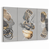 Luxury Abstract Wall Art Collection – Black, Gold & Gray Triptych
