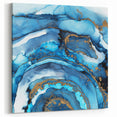 High-End Abstract Canvas Print – Ocean Blue & Gold Wall Art