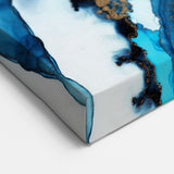 High-End Abstract Canvas Print – Ocean Blue & Gold Wall Art