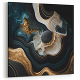 Exclusive Abstract Wall Decor – Black, Teal & Gold Luxury Art
