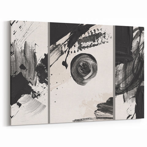 Large Black and White Abstract Wall Art - Modern Monochrome Canvas