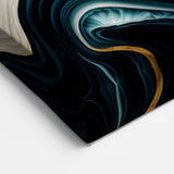 Modern Luxury Abstract Painting – Teal, Gold & Black Wall Art