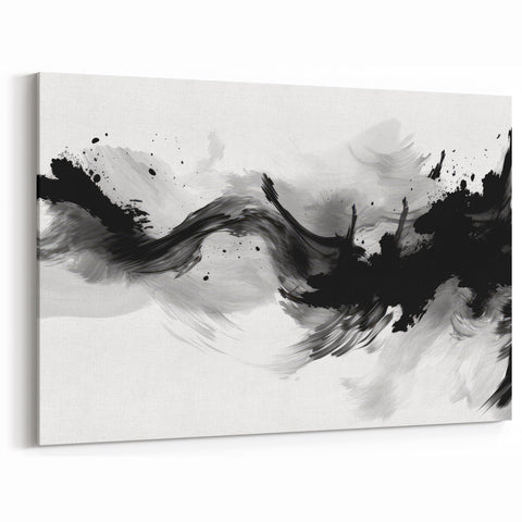 Modern Black and White Abstract Wall Art - Monochrome Canvas Print