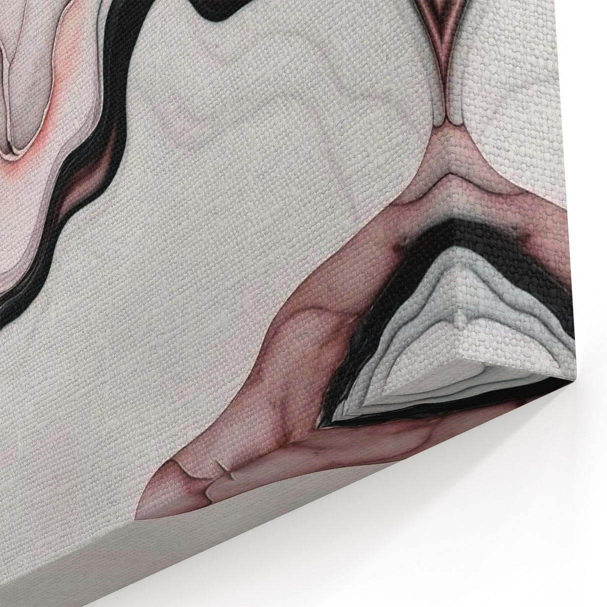 Luxury Abstract Wall Art – Black, White & Blush Pink Canvas