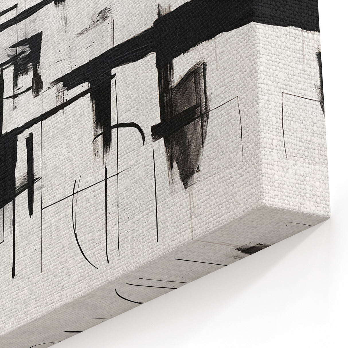 Minimalist Black and White Abstract Wall Art - Geometric Canvas