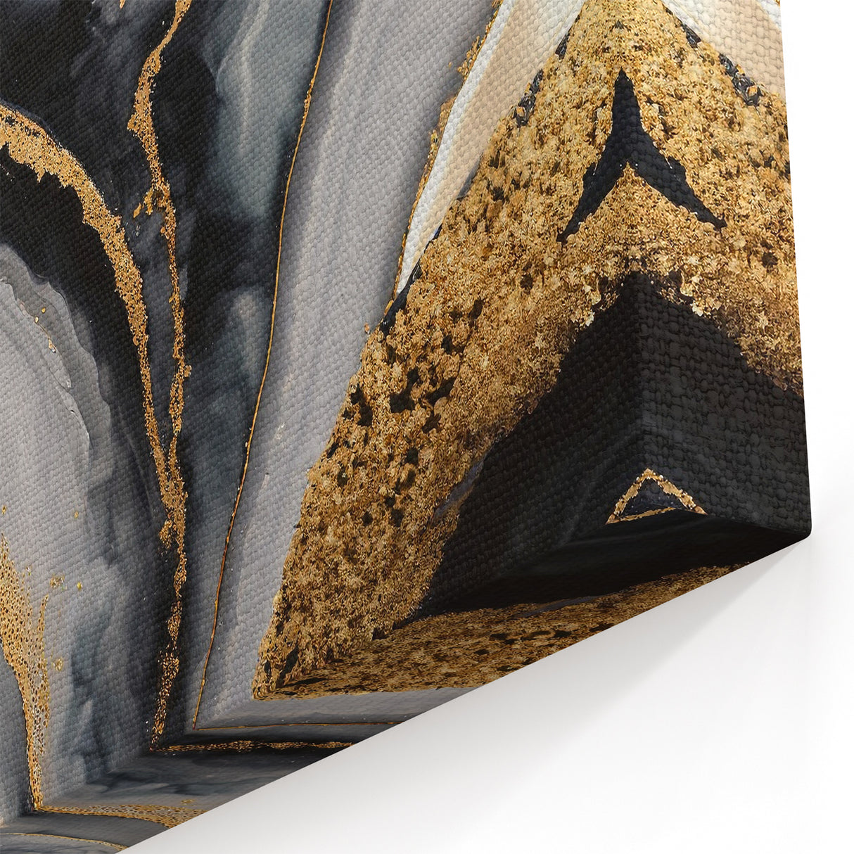 High-End Abstract Wall Decor – Black, Gray & Gold Canvas Art
