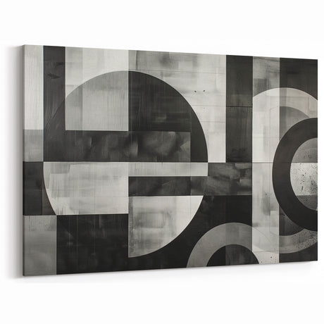 Black and White Geometric Wall Art - Modern Abstract Canvas