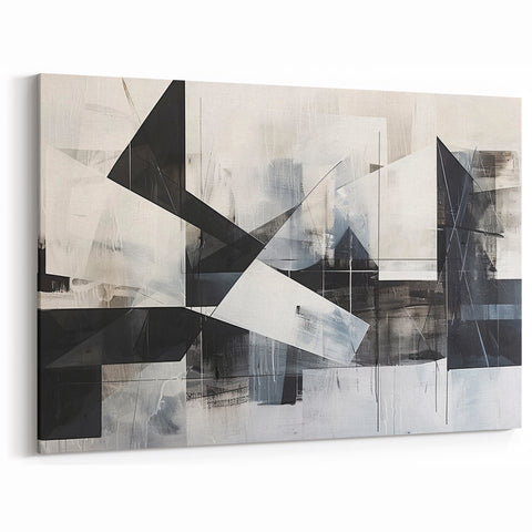 Modern Black and White Geometric Wall Art - Abstract Canvas