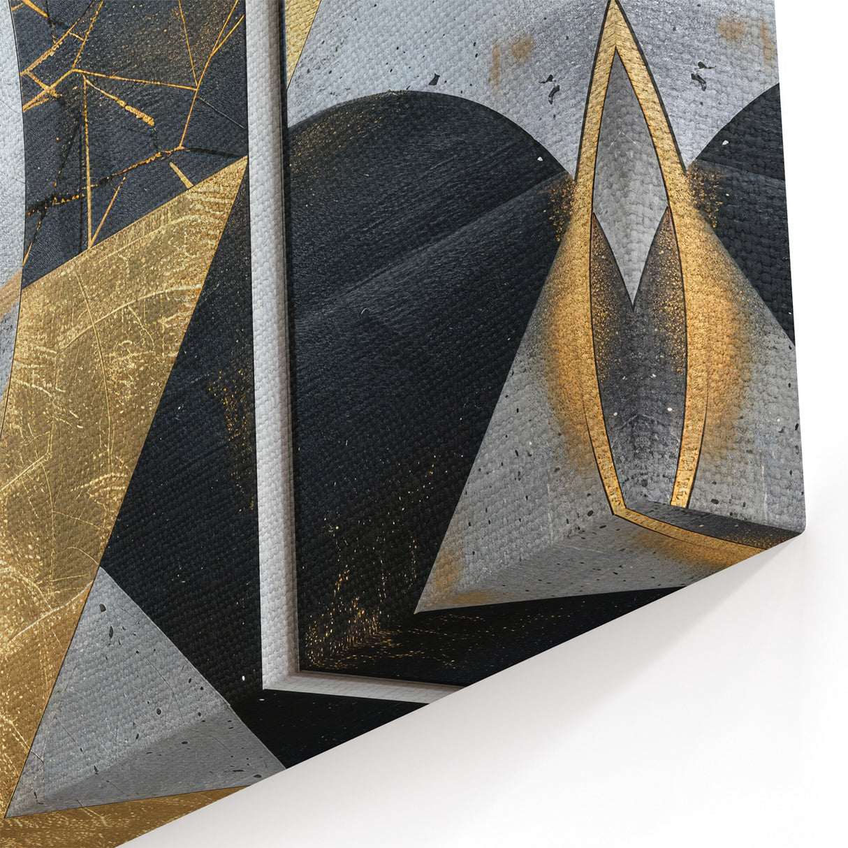 Elegant Black, White, and Gold Abstract Wall Art - Geometric Canvas