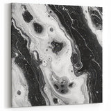 Modern Black and White Abstract Wall Art - Fluid Marble Canvas