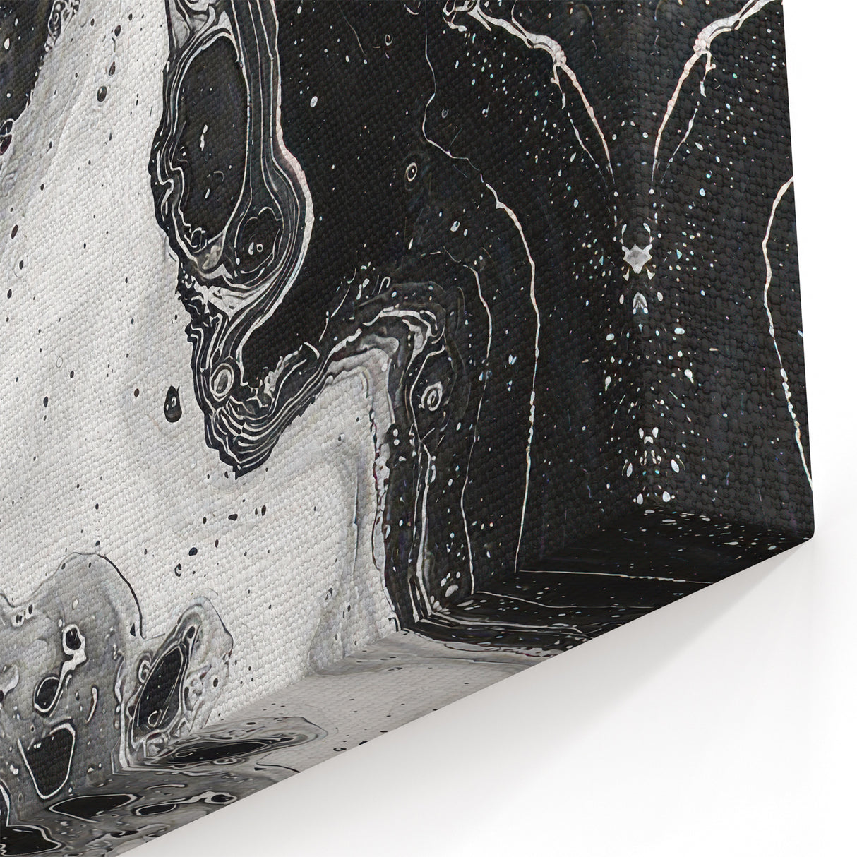 Modern Black and White Abstract Wall Art - Fluid Marble Canvas