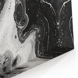 Modern Black and White Abstract Wall Art - Fluid Marble Canvas
