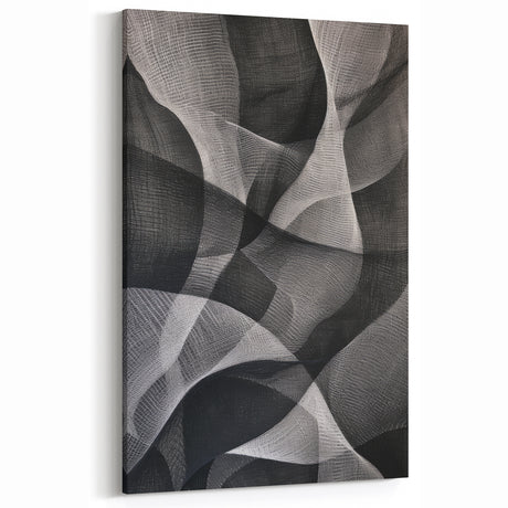 Black and White Abstract Wall Art - Fluid Geometric Canvas