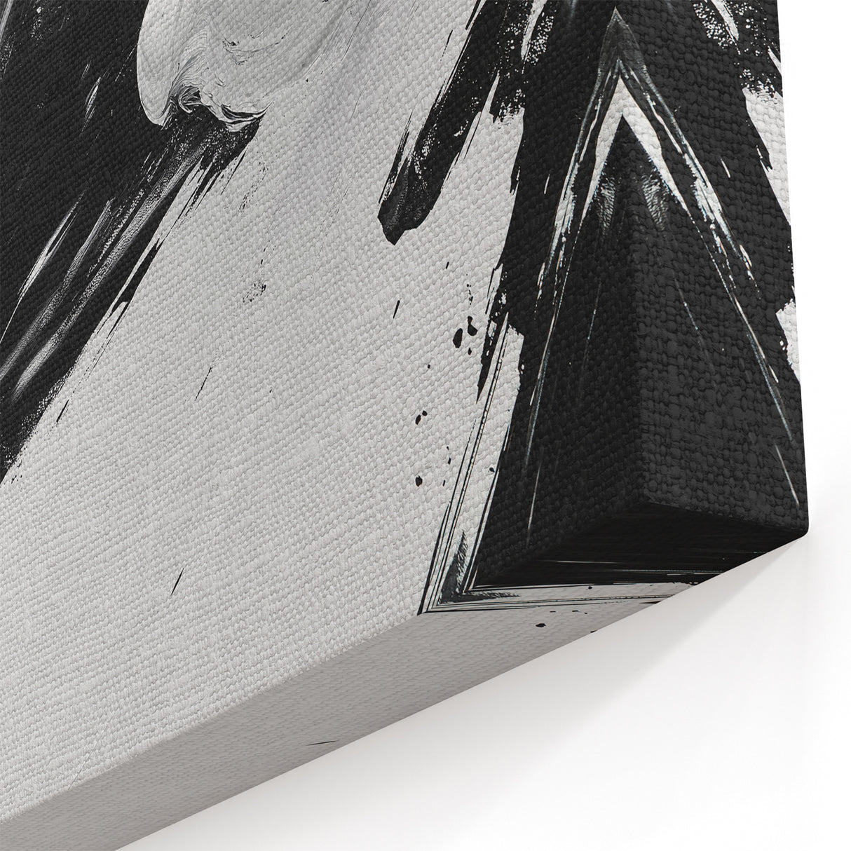 Bold Black and White Abstract Wall Art - Expressive Brushstroke Canvas