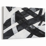 Black and White Abstract Wall Art - Bold Geometric Brushstroke Canvas