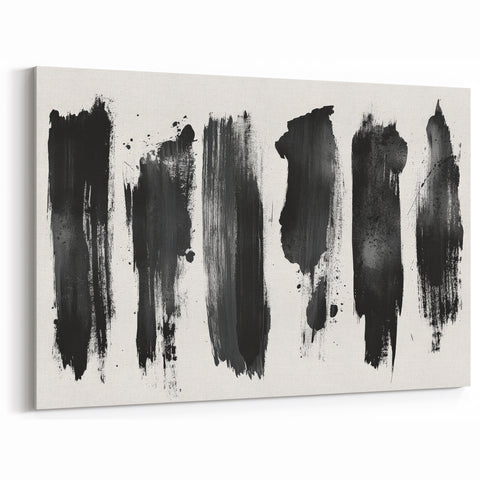 Modern Black and White Abstract Art - Bold Brushstroke Canvas