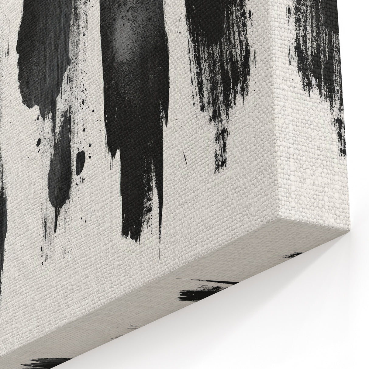 Modern Black and White Abstract Art - Bold Brushstroke Canvas