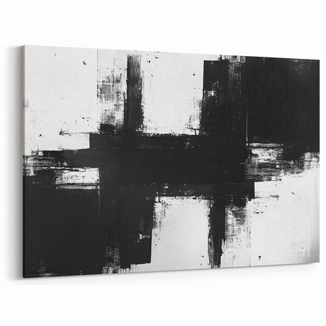 Black and White Geometric Wall Art - Modern Abstract Canvas Print