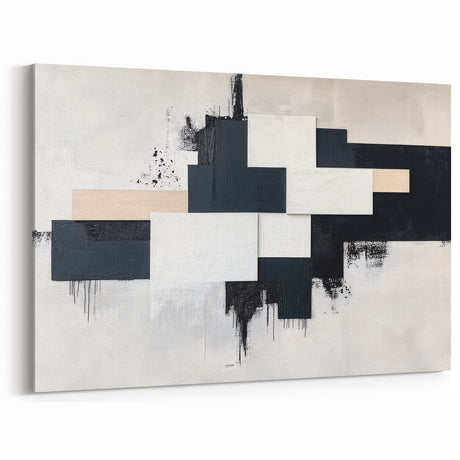 Minimalist Black and White Abstract Art - Monochrome Canvas Print