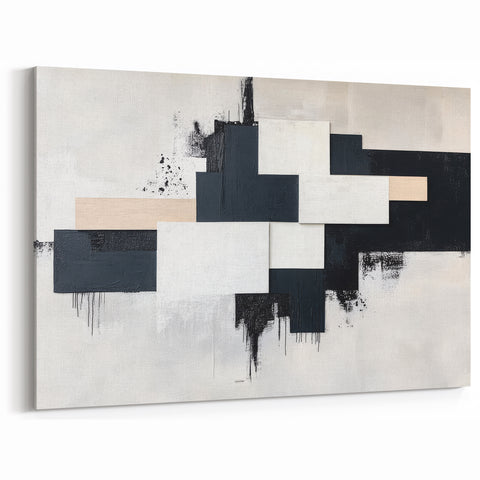 Minimalist Black and White Abstract Art - Monochrome Canvas Print