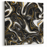 Luxury Black and Gold Abstract Art - Modern Swirl Canvas Print